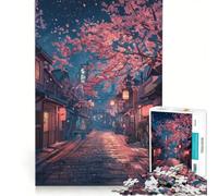 1000 Piece Puzzle For Adults Twilight Sakura Street, Educational Game, Difficult Challenge, Enhance Love between Couples 50x75cm