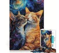 1000 Piece Puzzle For Adults Two Cats In Love Together Clean Cut Piece Thinking Skill Game Calm Time Fun Xmas Scene Art (38x52cm)