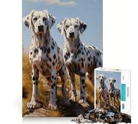 1000 Piece Puzzle For Adults Two Dalmatian Dogs Clean Cut Piece Thinking Skill Game Calm Time Fun Xmas Scene Art (38x52cm)