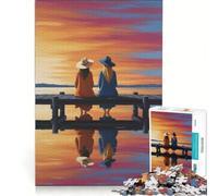 1000 Piece Puzzle For Adults Two Friends on A Dock at Sunset, Educational Game, Difficult Challenge, Enhance Love between Couples 38x52cm