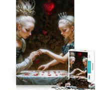 1000 Piece Puzzle For Adults Two Queens And Hearts, Alice in Wonderland Inspired Clean Cut Piece Thinking Skill Game Calm Time Fun Xmas Scene Art (38x52cm)