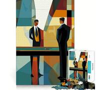 1000 Piece Puzzle For Adults Two Suited Men by Pool Table Clean Cut Piece Thinking Skill Game Calm Time Fun Xmas Scene Art(38x26cm)