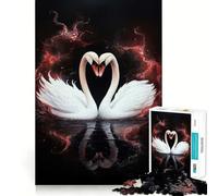 1000 Piece Puzzle For Adults Two Swans Love Clean Cut Piece Thinking Skill Game Calm Time Fun Xmas Scene Art (50x75cm)