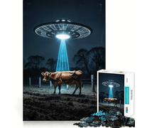 1000 Piece Puzzle For Adults UFO Abduction Clean Cut Piece Thinking Skill Game Calm Time Fun Xmas Scene Art (50x75cm)