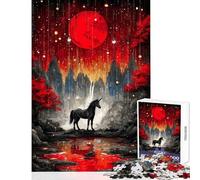 1000-piece Puzzle for Adults Unicorn Under A Red Moon Relaxing Games for The Whole Family Educational Toy Unique Birthday And Xmas Gifts (50x75cm)