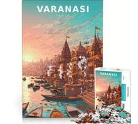 1000 Piece Puzzle For Adults Varanasi Ghats, Impossible Game, Staycation Kill Time, Birthday Present,Travel Gifts, 38x26cm