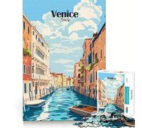 1000 Piece Puzzle For Adults Venice Canal Scene Clean Cut Piece Thinking Skill Game Calm Time Fun Xmas Scene Art(38x26cm)