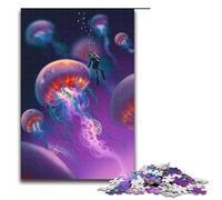 1000 Piece Puzzle For Adults Watercolor Jellyfish Art Jigsaw Relax Games Family Game Stress Reliever Difficult Challenge 75x50cm