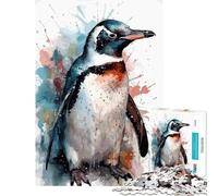 1000-piece Puzzle for Adults Watercolor Penguin Toy Intellectual Game Brain Teaser Game Analysis And Logic Gifts for Women Men (Size 38x26cm)