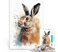 1000 Piece Puzzle For Adults Watercolor Rabbit Portrait Stressabbau-Spielzeug Wunschliste mit dem Weihnachtsmann38x26cm