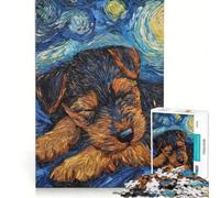 1000 Piece Puzzle For Adults Welsh Terrier Puppy Starry Night Impossible Game Fun Activities at Home Christmas Birthday Gifts 38x26cm