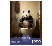 1000 Piece Puzzle for Adults, Wet Panda in Toilet Artwork, Creative Leisure Activity, Seasonal Gift Choice, Precision Cut Pieces, 38x26cm/1000pcs