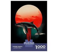 1000-piece Puzzle for Adults Whale Silhouette with Red Sun Jigsaws for Adults Family Games Precision Cutting Unique Birthday And Xmas Gifts 70x50cm/1000pcs