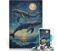 1000 Piece Puzzle For Adults Whales Leaping Under Stars Made of cardboard for 14+ Hands-on Game gifts for friends and family。size：26x38cm/10.24x14.96inch