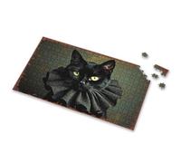 1000 Piece Puzzle For Adults Whimsical Black Cat With Green Eyes Wearing A Bow Tie Picture Puzzle Boy Toys 3 Year Old Girl Gifts(300PCS)