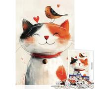 1000 Piece Puzzle For Adults Whimsical Cat And Bird Art Jigsaw Puzzles for Adults For Family Fun Every Piece Is Unique - Toys Educational Games (38x52cm)