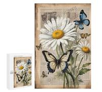 1000 Piece Puzzle for Adults - White Daisy with Butterfly - Wooden Jigsaw for Floral Design Lovers, Perfect for Relaxation and Home Décor