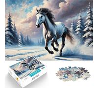 1000 Piece Puzzle For Adults White Horse Running in Winter Spiele Spielzeug Geschenk einzigartiges Herausforderungsspiel52x38cm