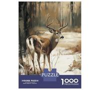 1000 Piece Puzzle For Adults Whitetail Deer in Winter Woods Adult Jigsaw Puzzle Relaxing Games Birthday Present Deal As Gifts for The Whole Family 70x50cm/1000pcs