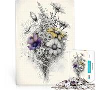 1000 Piece Puzzle For Adults Wildflower Bouquet Botanic Familienspiel für und Einzigartige Wohndekoration und Geschenke38x26cm