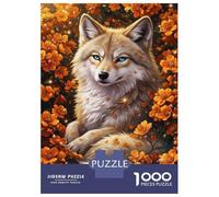 1000-piece Puzzle for Adults Wolf Among Marigold Blooms Jigsaw for Adults Anti-Stress Toys Difficult Challenge Unique Birthday And Xmas Gifts 52x38cm/1000pcs