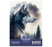 1000 Piece Puzzle for Adults, Wolf in A Misty Forest Artwork, Mindfulness Activity, Seasonal Gift Choice, Precision Cut Pieces, 70x50cm/1000pcs
