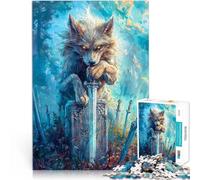 1000-piece puzzle for adults Wolf in Graveyard Made of cardboard，for and from 14 years and over Family Fun Birthday Gifts。size：38x52cm/14.96x20.47inch