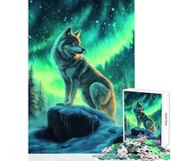 1000 Piece Puzzle For Adults Wolf Under The Northern Lights Toy Wall Decor Great Gifts And Toys for Educational Game for Birthday, Chrismas Size 50x75cm