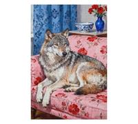 1000 Piece Puzzle for Adults, Wolf Wild Life Animal Sitting on Sofa Jigsaw Puzzle, Home Decor, Friends Family Activity Game Nights Gifts, 30x20 in