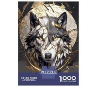 1000 Piece Puzzle for Adults, Wolf with Golden Fractures Artwork, Relaxing Puzzle Experience, for Puzzle Lovers, Pieces, 70x50cm/1000pcs