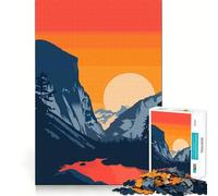 1000 Piece Puzzle For Adults Yosemite Lake Sunset Art Clean Cut Piece Thinking Skill Game Calm Time Fun Xmas Scene Art (50x75cm)