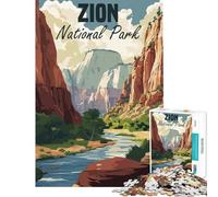 1000 Piece Puzzle For Adults Zion National Park Poster Help The Brain Exercise Presents for Women Educational Toy for 14+ Puzzle Game Offered (38x26cm)