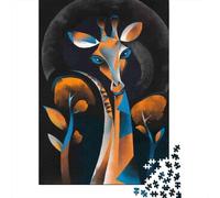 1000-piece Puzzle for Teenagers Abstract Giraffe Art Print Jigsaws for Adults Toy Wall Decor Hand Speed Race Challenging To Complete 38x26cm/1000pcs