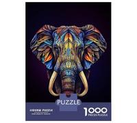 1000-piece Puzzle for Teenagers Abstract Ornate Elephant Puzzles for Adults Hands-on Game Enhance Memory Birthday Present, Gifts, 52x38cm/1000pcs