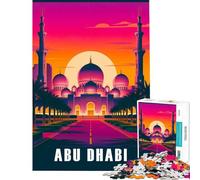 1000-piece Puzzle for Teenagers Abu Dhabi Grand Mosque Art Poster Learning Educational Toys Educational Games Precision Cutting Art Work Gifts (Size 38x52cm)