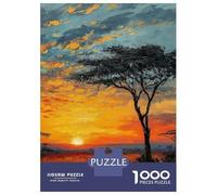 1000 Piece Puzzle For Teenagers African Sunset Serenity Puzzle for Adults Toy Wall Decor Presents for Women Parent-child Interaction 52x38cm/1000pcs