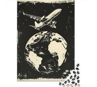 1000-piece Puzzle for Teenagers Airplane Flying Over Earth Adult Jigsaw Brain Teaser Game Analysis And Logic Birthday Present, Gifts, 52x38cm/1000pcs