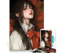 1000 Piece Puzzle For Teenagers Anime Girl with Red Bow Smooth Joint Fun, Mind Game Gift, Restful Game Fun, Christmas Leisure Art (38x26cm)