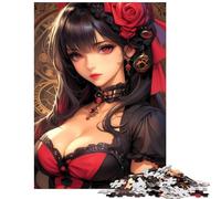 1000 Piece Puzzle For Teenagers Anime Girl with Red Rose Help The Brain Exercise Wall Decoration Anti-Stress Toys for And from 14 Years And over (50x75cm)
