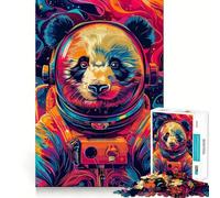 1000-piece Puzzle for Teenagers Astronaut Panda Space Exact Edge Art Brain Training Toy Cozy Time Game Christmas Art Display (38x52cm)