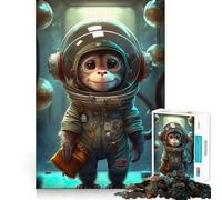 1000-piece Puzzle for Teenagers Astronaut Space Monkey Ape Exact Edge Art Brain Training Toy Cozy Time Game Christmas Art Display (50x75cm)