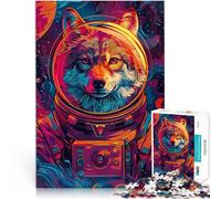 1000-piece puzzle for teenagers Astronaut Space Wolf Made of cardboard,Suitable for ages 14 and up Train your brain and your hands Gift ideas。size:26x38cm/10.24x14.96inch