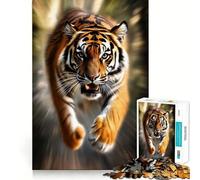 1000-piece Puzzle for Teenagers Attacking Tiger in Motion Blur Exact Edge Art Brain Training Toy Cozy Time Game Christmas Art Display (50x75cm)