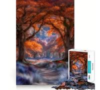 1000-piece Puzzle for Teenagers Autumn Forest Path Exact Edge Art Brain Training Toy Cozy Time Game Christmas Art Display (38x26cm)