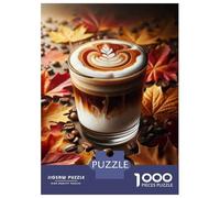 1000 Piece Puzzle For Teenagers Autumn Latte Art Coffee Cup Puzzle for Adults Relaxing Games Pattern Assembly Birthday And Unique Gifts 70x50cm/1000pcs