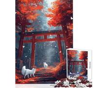 1000 Piece Puzzle For Teenagers Autumn Torii Gate with White Wolves Fun Games Analysis And Logic Home Decoration Toys Unique Birthday And Gifts (38X52CM)