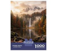 1000-piece Puzzle for Teenagers Autumn Waterfall Landscape Reflection Puzzles for Adults Relax Games Staycation Kill Time Challenging To Complete 38x26cm/1000pcs