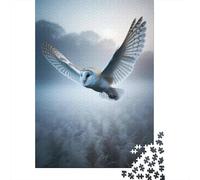 1000-piece Puzzle for Teenagers Barn Owl in Flight Adult Jigsaw Brain Teaser Game Analysis And Logic Birthday Present, Gifts, 52x38cm/1000pcs