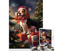 1000 Piece Puzzle For Teenagers Beagle Christmas Jigsaws for Adults Puzzle Hand Speed Race Every Piece Is Unique - Birthday Present, Gifts, (38x52cm)
