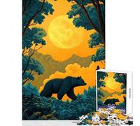 1000-piece Puzzle for Teenagers Bear Under Full Moon Jigsaw 1000 Piece Educational Toy Great Gifts And Toys for The Whole Family (50x75cm)